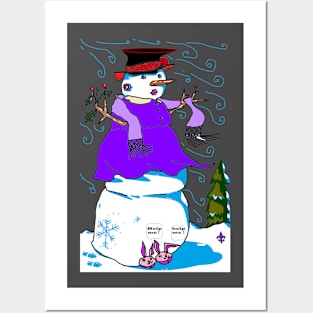 A Snow Woman with Bunny Shoes Posters and Art